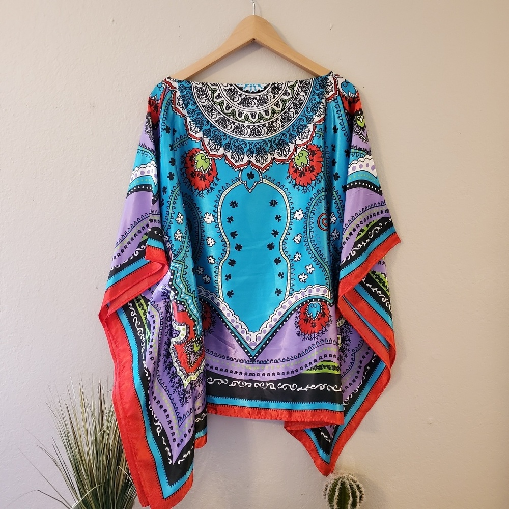 Curations very unique scarf blouse multi-colors